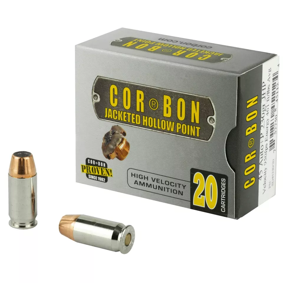 CORBON .45 ACP +P 230 Grain JHP Ammunition - 20 Rounds/500 Rounds