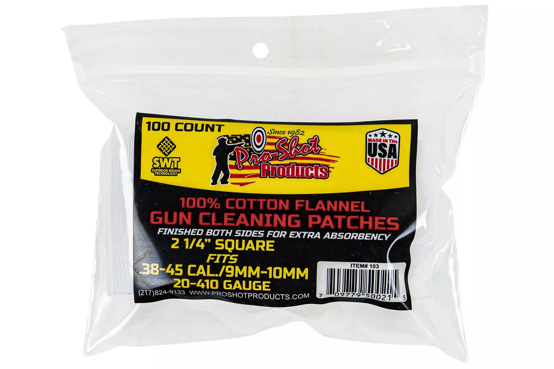 Cotton Flannel Patches – .270-.38 Caliber 100 Count – PRO103