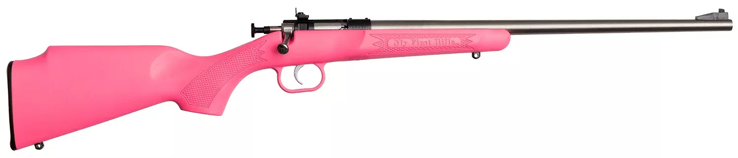 Crickett KSA2221 Youth22 LR 1rd 16.12" Stainless Single Shot Barrel, Blued Stainless Steel Receiver, Pink Fixed Synthetic Stock, Right Hand