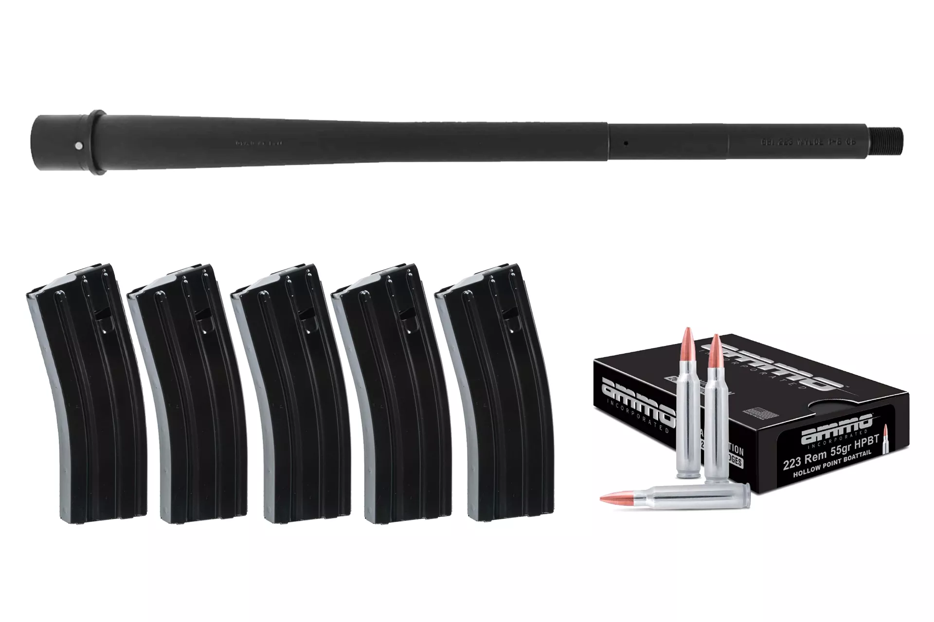Criterion Barrels 14.5″ .223 Wylde Core Phosphate/Chrome-Lined Midlength Barrel + 5 Mags & 200 rounds of .223