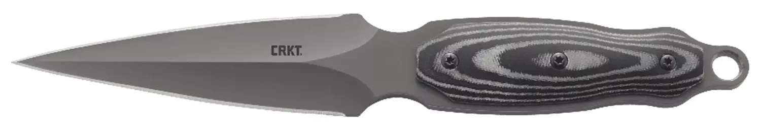 CRKT 2075 Shrill 4.77″ Fixed Plain Dual-Edge Gray TiN 8CR13MOV SS Blade/ Black/Gray SS W/Resin Fiber Overlay Handle Includes Sheath