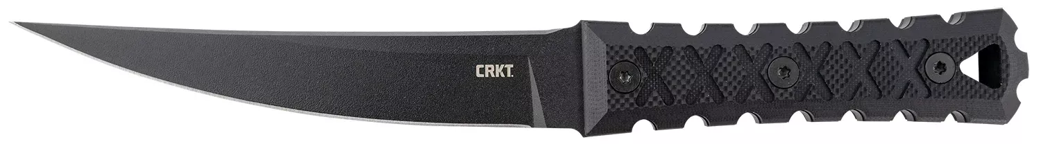 CRKT 2927 HZ6 6.50″ Fixed Plain Black Matte Baked-On Anti Rust SK-5 Steel Blade/Black W/Carved X’s G10 Handle Includes Sheath