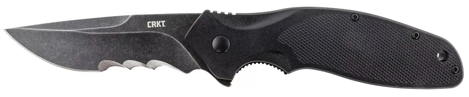 CRKT K800KKP Shenanigan 3.35″ Folding Drop Point Veff Serrated Black Stonewashed 4116 Stainless Steel Blade/ Black GRN Handle Includes Pocket Clip