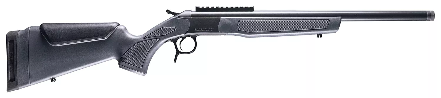 CVA CR4440 Scout360 Buckhammer 1rd 20″ Blued Threaded Barrel, Blued Picatinny Rail Receiver, Stealth Gray Fixed Synthetic Stock