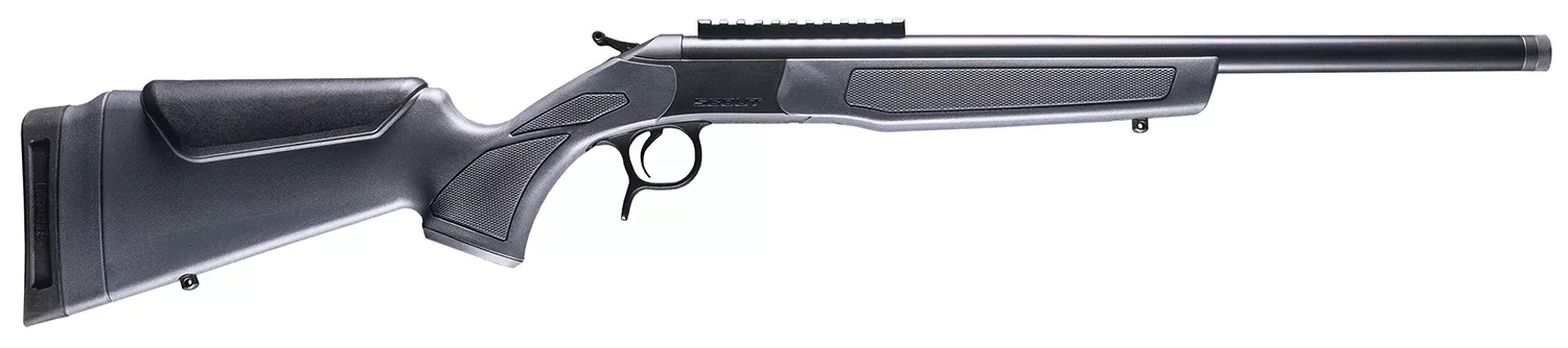 CVA CR4441 Scout400 Legend 1rd 20″ Blued Threaded Barrel, Blued Picatinny Rail Receiver, Stealth Gray Fixed Synthetic Stock
