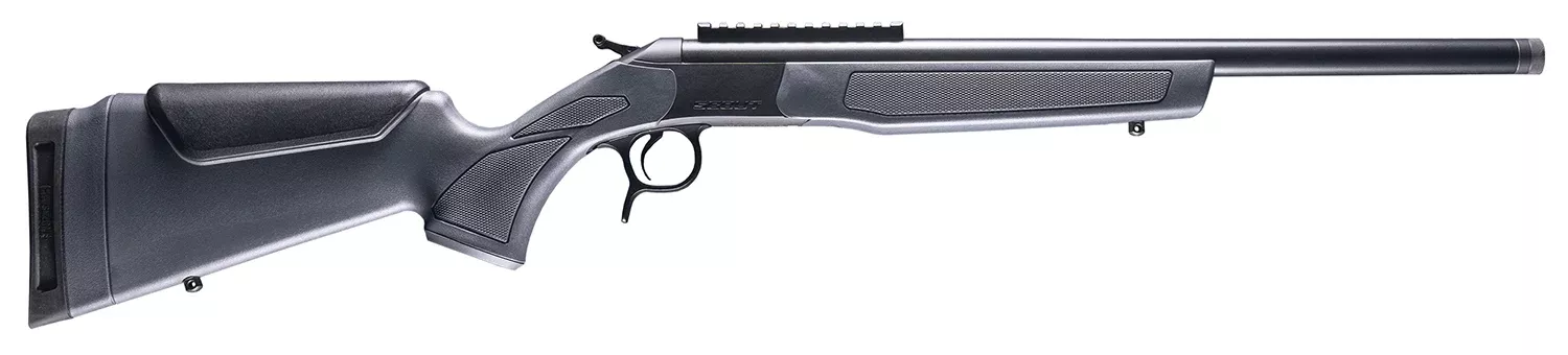 CVA CR4442 Scout45-70 Gov 1rd 22″ Blued Threaded Barrel, Blued Picatinny Rail Receiver, Stealth Gray Fixed Synthetic Stock