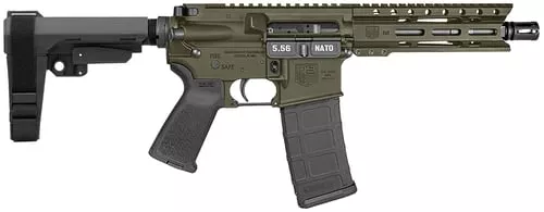 Diamondback DB1913K101 DB155.56 NATO 30+1 7" Black Nitride Heavy Threaded Barrel, OD Green Cerakote Picatinny Rail Aluminum Receiver, 6" M-LOK Handguard, SB Tactical Brace & Black Magpul MOE Grip