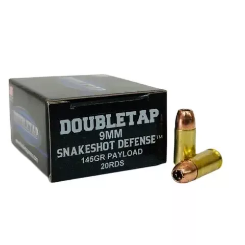 Double Tap SnakeShot Defense Handgun Ammunition 9mm Luger 145 Grain JHP+#9 Shot 20/ct
