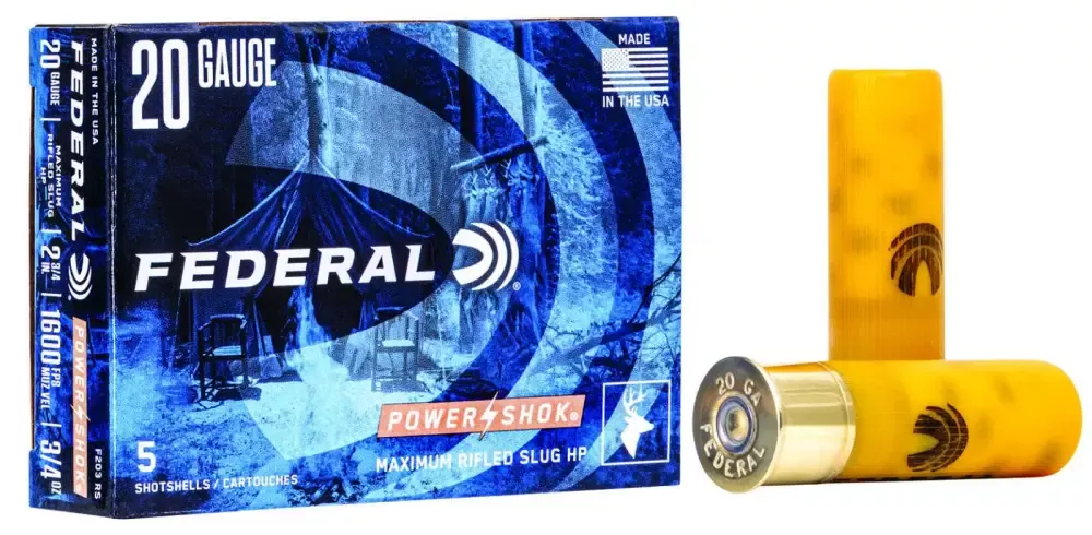 FEDERAL 20GA 2-3/4″ MAX. 3/4OZ HOLLOW POINT 5 RD/BX 50 BX/CS