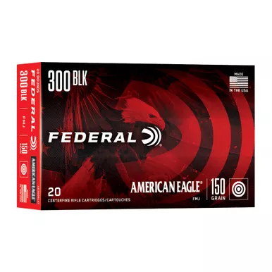 Federal American Eagle, 300 Blackout, 150 Grain, Full Metal Jacket, 20 Round Box AE300BLK1