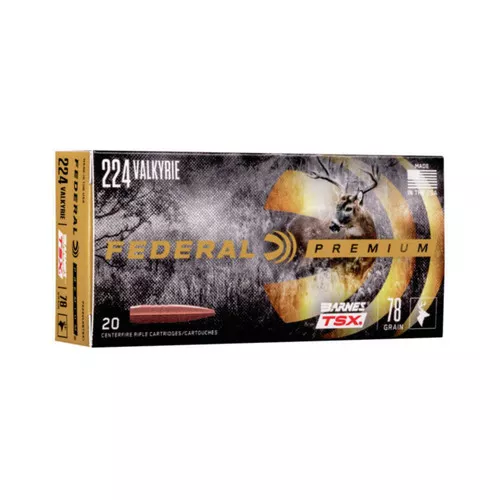 Federal Barnes TSX Hyper Velocity Centerfire Ammunition, 224 Valkyrie, Barnes TSX, 78 Grain – 20 Cartridge Box ( 20 / 1 )