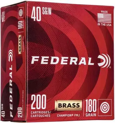Federal Champion Training 40 S&W 180 gr Full Metal Jacket (FMJ) Ammo 200 Round Box