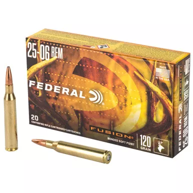 Federal Fusion, 25-06REM, 120 Grain, Boat Tail, 20 Round Box F2506FS1
