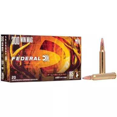 Federal Fusion, 300 WIN MAG, 165 Grain, Boat Tail, 20 Round Box F300WFS2