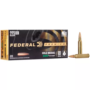 Federal Gold Medal Match, 223 Remington, 69 Grain, Boat Tail Hollow Point, 20 Round Box GM223M