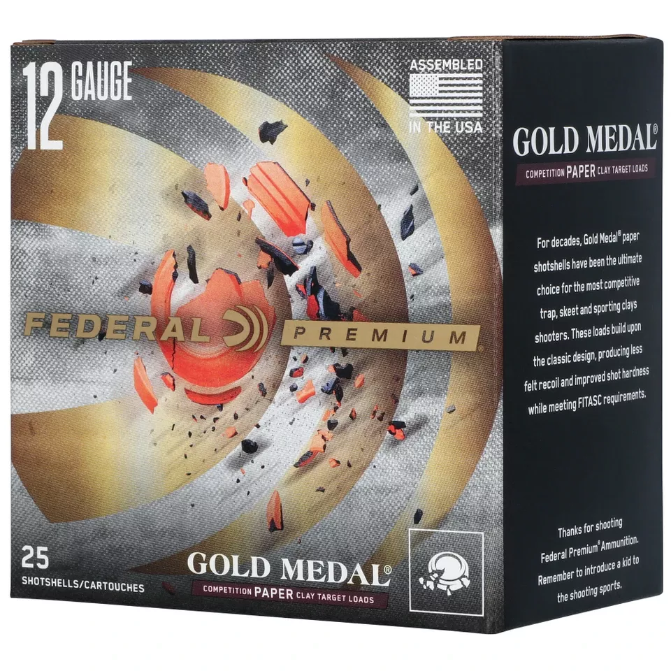 Federal Gold Medal Paper 12 Gauge 2.75" #8 Shot, 25 Rounds