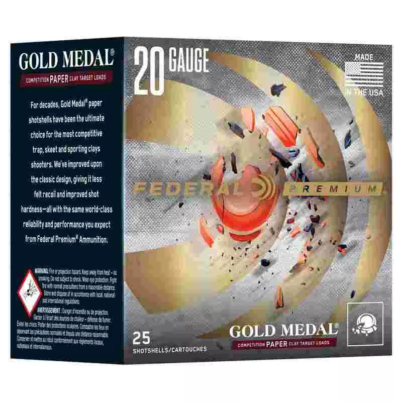 Federal Gold Medal Paper Shotshells 20ga 2-3/4″ 7/8oz 1250 fps #7.5 25/ct