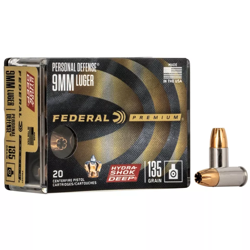Federal Hydra-Shok Deep 9mm 135gr Hollow Point Ammunition - 20 Rounds