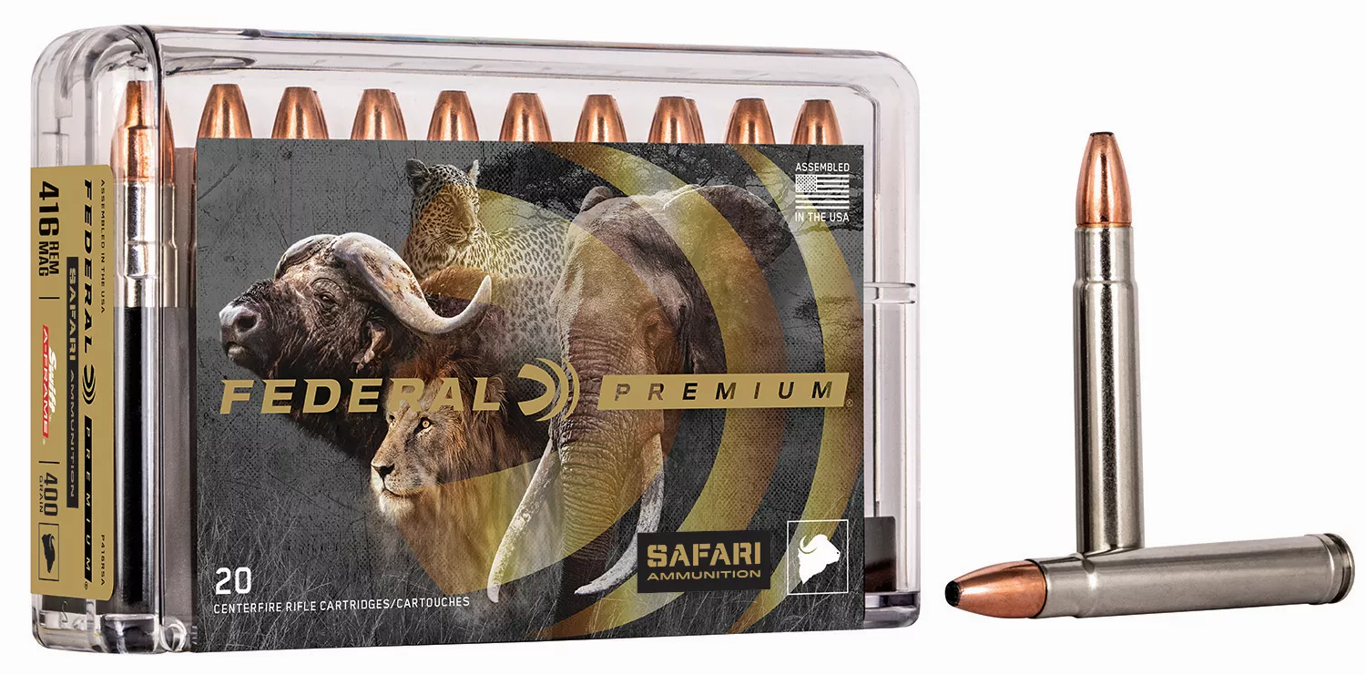 Federal P416RSA Premium Safari Cape-Shok 416RemMag 400gr Swift A Frame 20 Per Box/10 Case