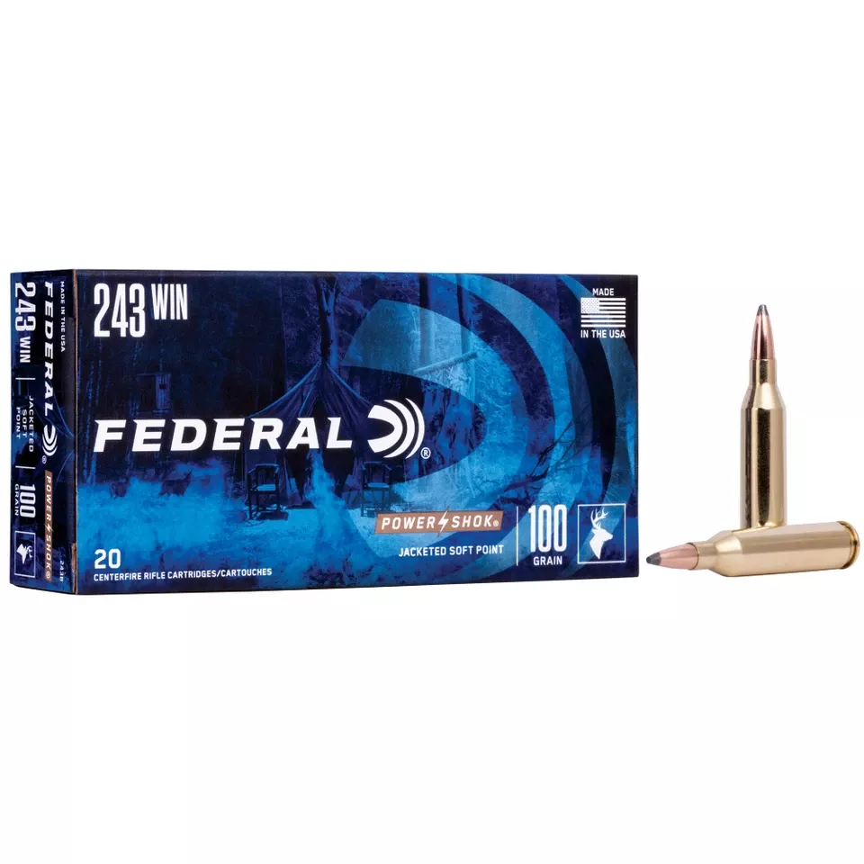 Federal Power-Shok .243 Win 100 Grain Soft Point Ammunition - 20 Rounds/200 Rounds