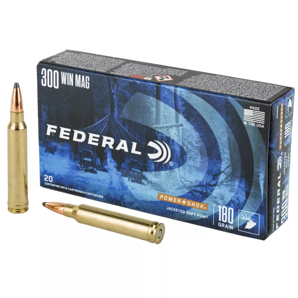 Federal Power-Shok .300 Win 180 Grain Soft Point Ammunition - 20 Rounds/200 Rounds