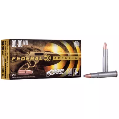 Federal Premium, Hammer Down, 30-30 Winchester, 150 Grain, Bonded Soft Point, 20 Round Box, Designed for Lever Action Rifles LG30301