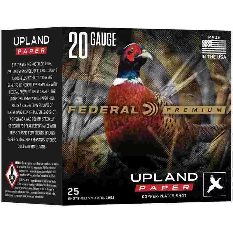 Federal Premium Upland Paper Shotshells 20ga 2-3/4″ 1oz 1250 fps #4 25/ct