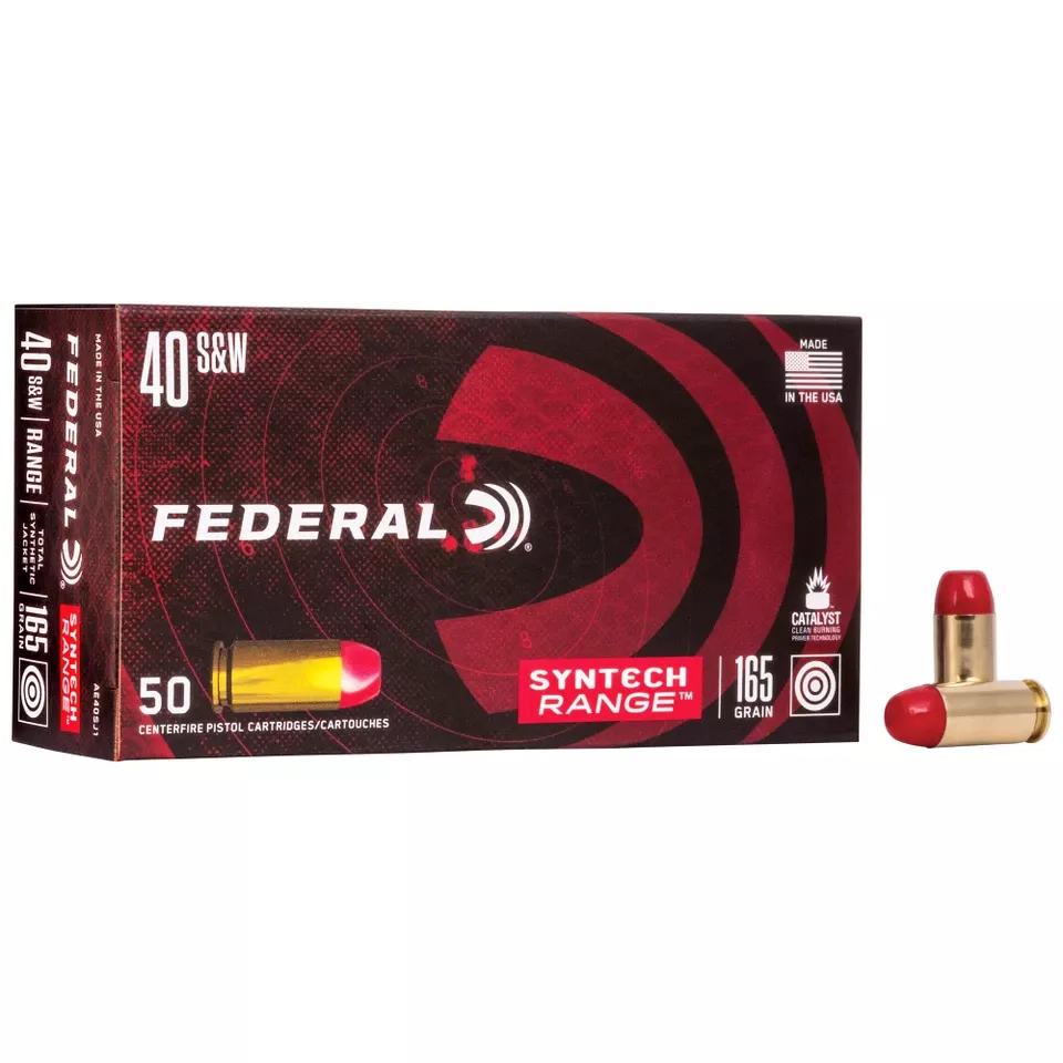 Federal Syntech .40 S&W 165 Grain Total Synthetic Jacket (TSJ) Ammunition - 50 Rounds/500 Rounds