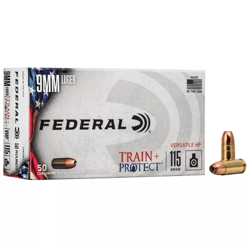 Federal Train & Protect 9mm 115 Grain VHP 50 Rounds