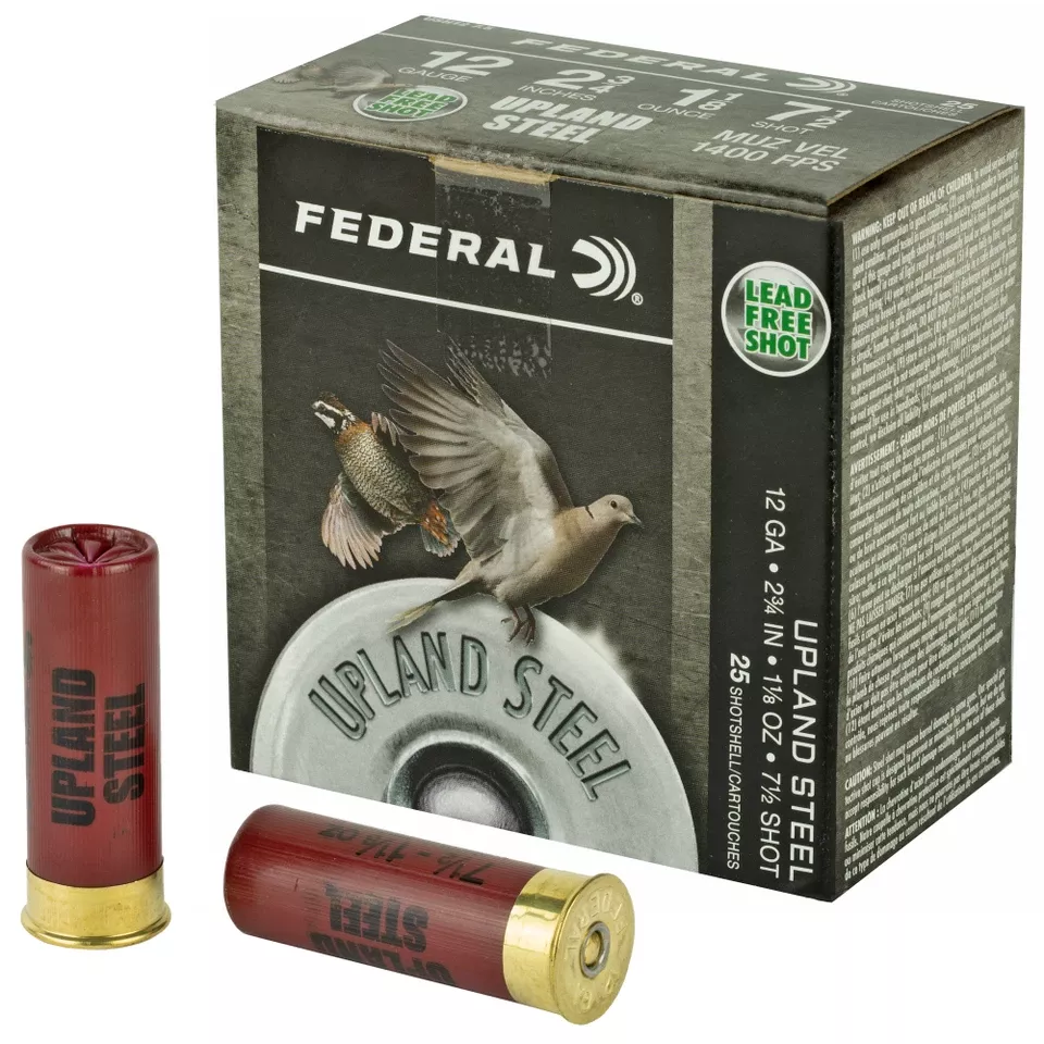 Federal Upland Steel 12 Gauge 2.75" #7.5 Shot, 25 Rounds per Box, 250 Rounds per Case