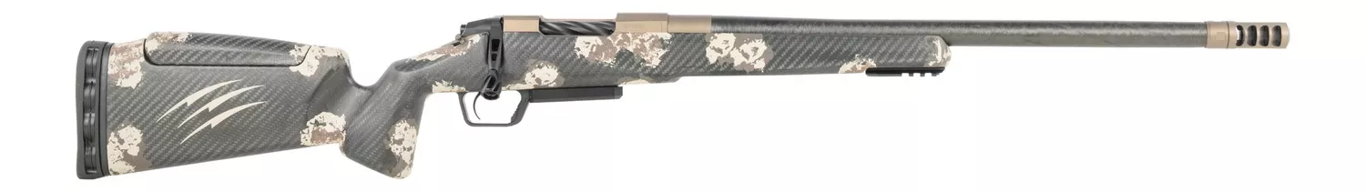 Fierce FirearmsCT Rival XP 2.0 25 Creedmoor 20" Carbon Fiber Threaded Barrel, Smoked Bronze Cerakote Titanium Drilled & Tapped Receiver, Integral Rail Forend, Desert Shadow Camo Adj Comb Carbon Fibe