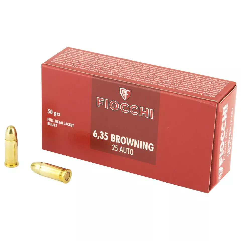 FIOCCHI 25ACP 50GR FMJ Ammunition - 50 Rounds/1000 Rounds