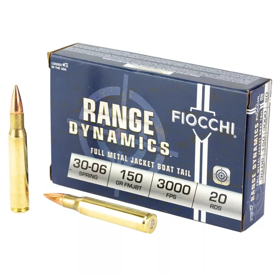 FIOCCHI 30-06 Springfield 150 Grain FMJBT Ammunition - 20 Rounds per Box, 200 Rounds per Case