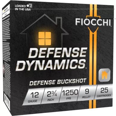 Fiocchi Ammunition Defense Dynamics, Defense Buckshot, 12 Gauge 2.75", #1 Buckshot, 25 Round Box 12EX9P