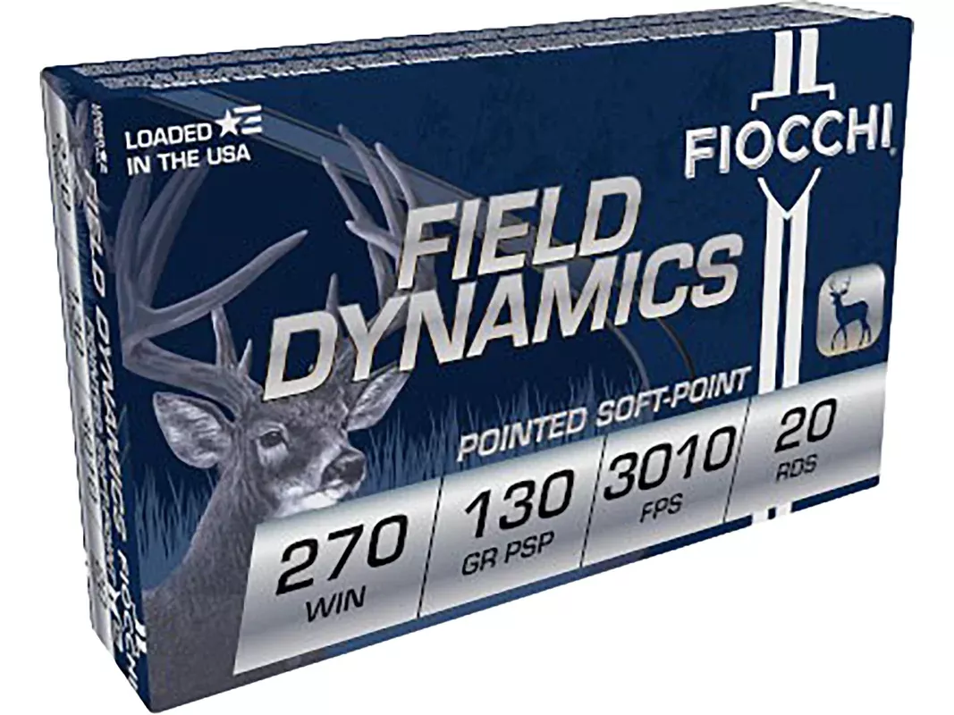 Fiocchi Field Dynamics 270 Winchester Ammo 130 Grain Jacketed Soft Point Box of 20
