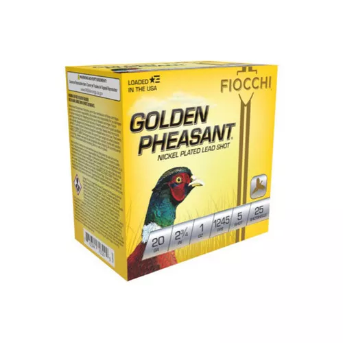 Fiocchi Golden Pheasant 20 Gauge Shotshell Ammunition, 2 3/4 Inch, 1245 FPS, 1 Ounce, #5 Shot – 25 Cartridge Box ( 25 / 1 )