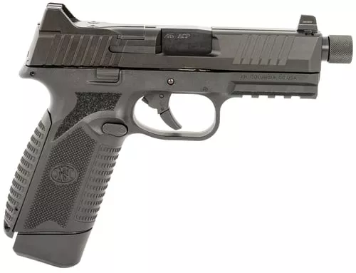 FN 545 Tactical Handgun 45 ACP 15rd & 18rd Magazines (2) 4.71 Threaded Barrel Black NMS Night Sights