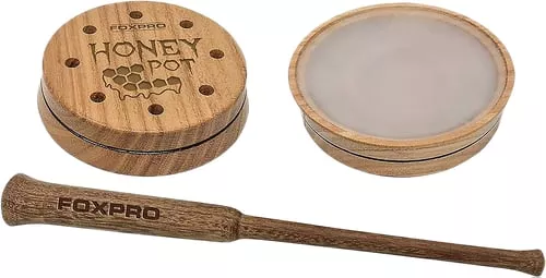 Foxpro HPCRYSTAL Honey PotFriction Call Turkey Sounds Attracts Turkeys Natural Honey Locust Wood/Crystal