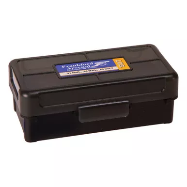Frankford Arsenal Hinge-Top Ammo Box, 507, 50 Rounds, Fits 44 Special and 44 Magnum, Smoke Gray, Plastic 1083789