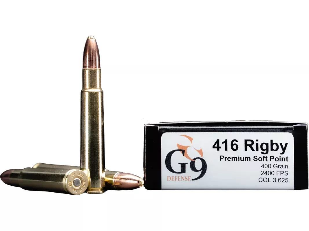 G9 Defense Safari 416 Rigby Ammo 400 Grain Fluted Lead Free Box of 20