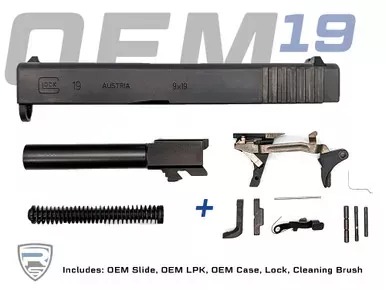 Glock 19 Gen 3 OEM Build Kit | 9mm Slide and Lower Parts Kit | 4.02″ Black Nitride Barrel