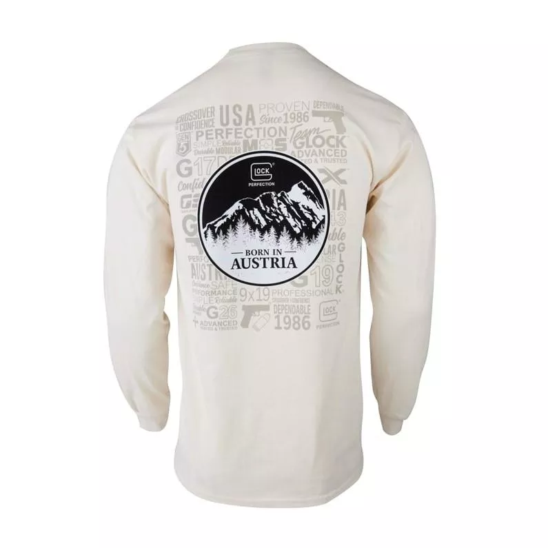 Glock Born in Austria Long Sleeve Shirt Tan 3XL