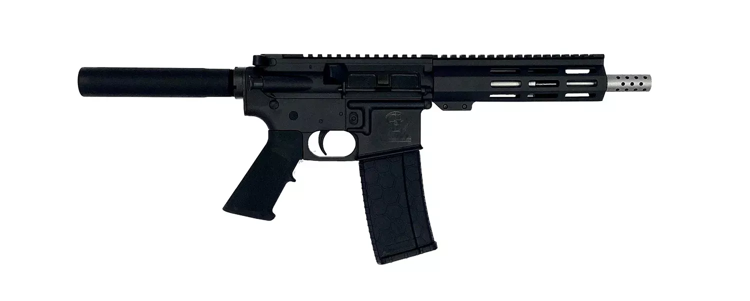 Great Lakes Firearms GL15223SSPBLK AR-15 Pistol 223 Wylde 30+1 7.50″ Stainless Barrel, Black, 7″ M-LOK Handguard, Buffer Tube (No Brace), A2 Grip