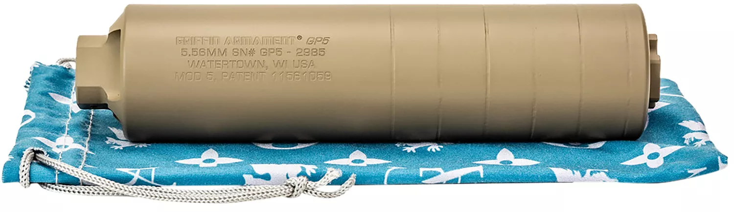 Griffin Armament GAGP5FDE-W GP5 Direct Thread Suppressor 5.56mm 1.50" FDE 17-4 PH Stainless Steel 1/2"x28