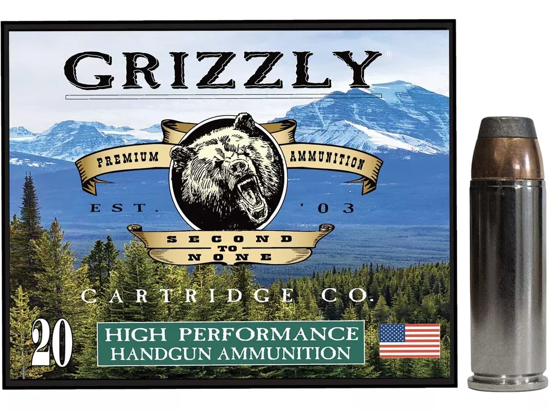Grizzly Cartridge High Performance Handgun 45 Colt (Long Colt) +P Ammo 300 Grain Bonded Flat Nose Box of 20