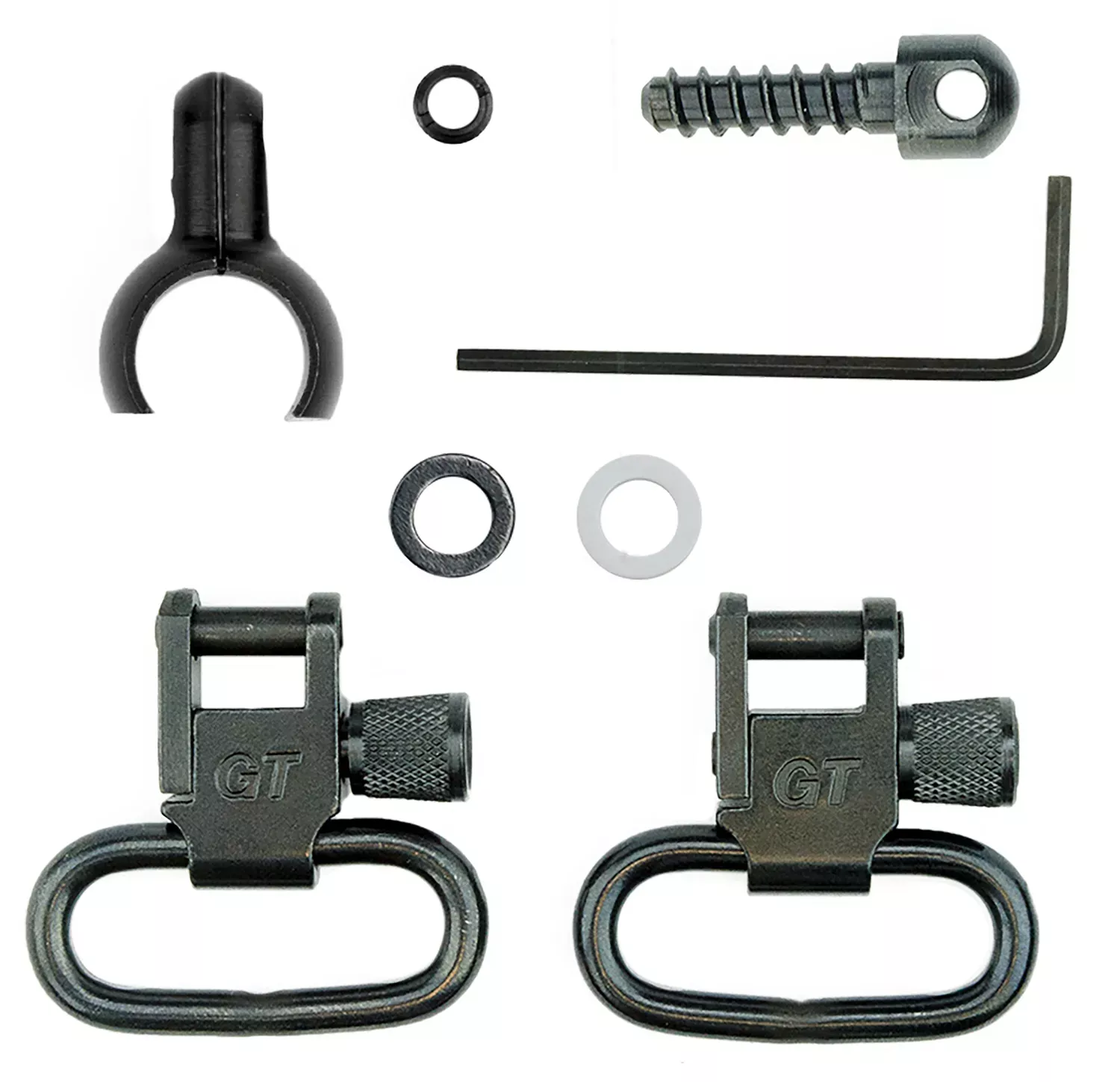 GrovTec US Inc GTSW46 Barrel Band Swivel Set Shotgun 1" Black Steel