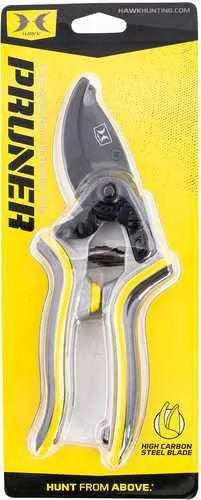 Hawk HWK-PRUNER Hand Pruner Black TiN Finished SK5 High Carbon Steel Aluminum w/Black & Yellow TPR Grip Handle