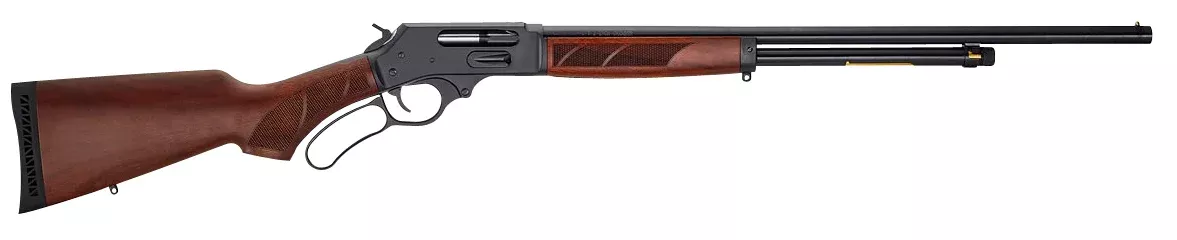 Henry H018G410 Side GateFull Size 410 Bore Lever 2.50″ 6+1 24″ Blued Steel Barrel, Blued Drilled & Tapped Steel Receiver, Fixed American Walnut Wood Stock, Right Hand