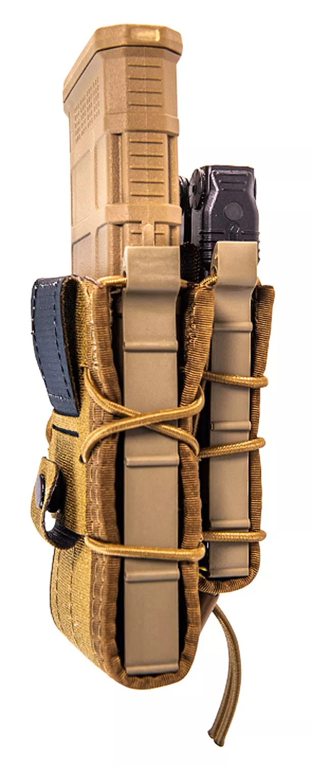 High Speed Gear 13DD10CB TACO Double Decker Mag Pouch Coyote Brown Nylon Belt Belts 2.25″ Wide Compatible w/ Rifle Compatible w/ Pistol
