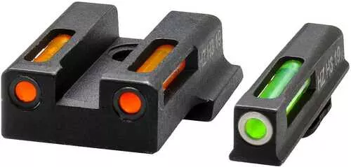 HIVIZ LiteWave H3 Tritium Express Handgun Sight Green/Orange Litepipes White Front Ring for Glock 20/21